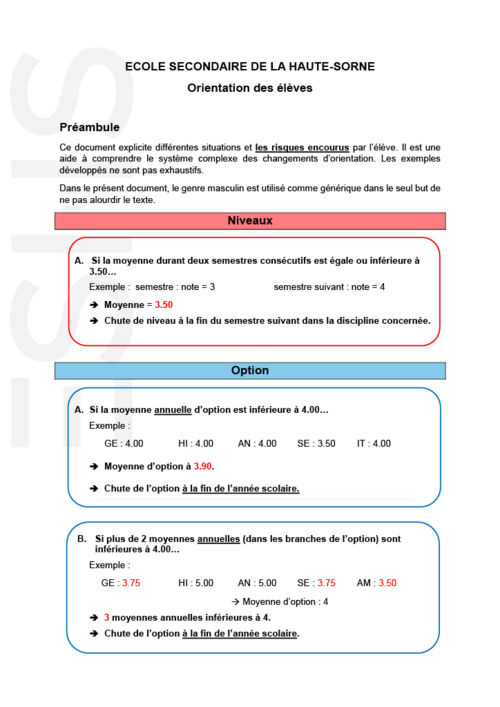 Orientation élèves ES